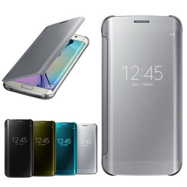 Mirror Clear View Flip Sleep Smart Case for Samsung Galaxy S21 Ultra S21 Plus plated Transparent Leather Plastic Shell Fashion Cover