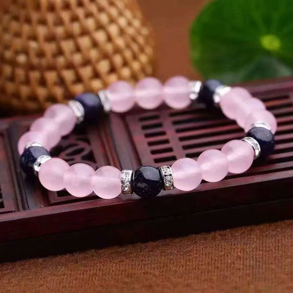 

special offer pink naturl chalcedony and blue sandstone with silver parts for ladies 1pc order ing, Black