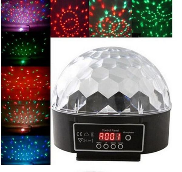 Controllo vocale a 9 colori LED Crystal Magic Ball Light Change Effetti laser Stage Lighting Luci da discoteca per DJ Bar Party Supplies