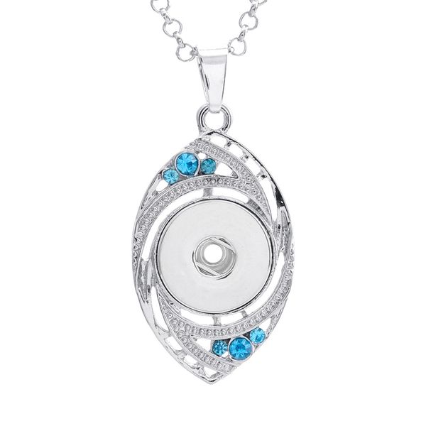 

fashion interchangeable metal flower eyes ginger crystal necklace 152 fit 18mm snap button pendant necklace charm jewelry for women gift, Silver