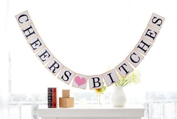 CHEER BITCHES HEN Party and Wedding Party Bunting Banner Paper Garland Photo Booth Prop Photobooth