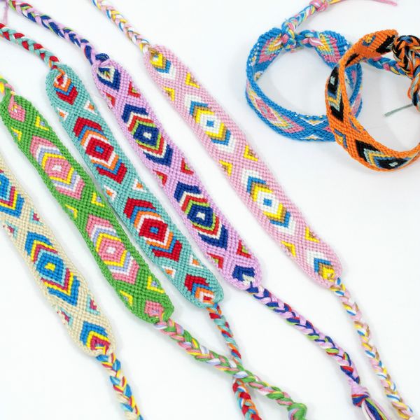 Novo unisex 2 cm Nepal amizade pulseiras Handmade nacional ventos pulseiras geometria de algodão pulseiras frete grátis