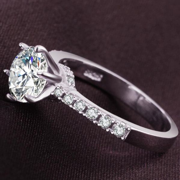 

zhf jewelry fine jewelry gold s925 stamped real silver rings 1.2 ct sona cz diamond wedding rings for women, Golden;silver