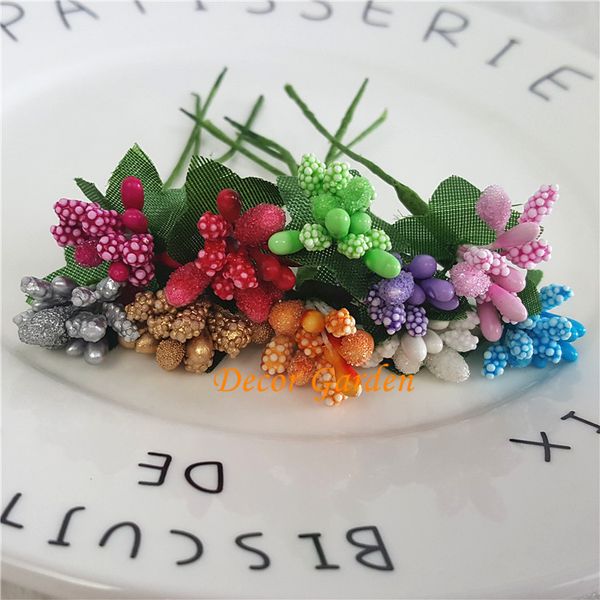 

foam artificial mini stamen bud bouquet leaves flower for home wedding party decoration fake flower new diy scrapbooking