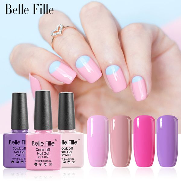 

wholesale- belle felle 10ml 3d shining hard led uv nail gel polish clear color easy diy acrylic nail art bling manicure fingernail polish, Red;pink