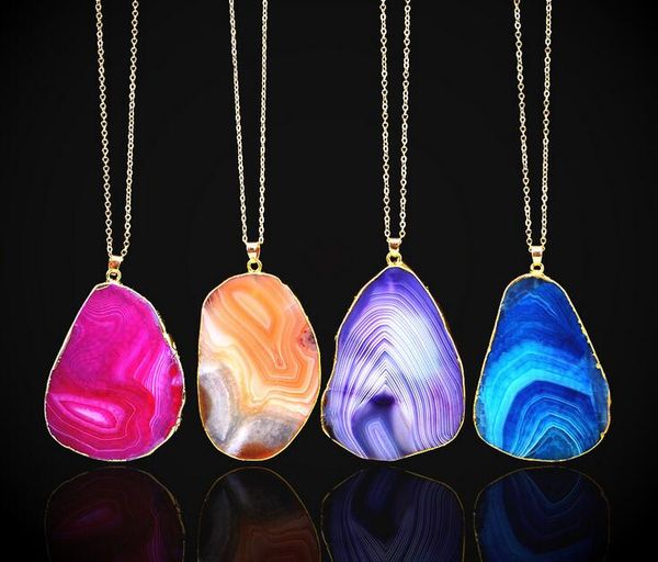 

quartz crystal pendant necklaces jewlery women natural gemstone necklace fit gold plated chains necklace jewelry 10pcs, Silver