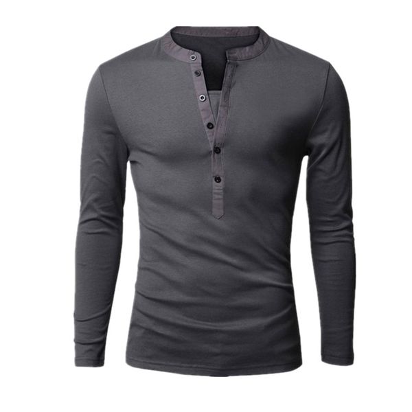 

wholesale- new long sleeve t shirt men tee shirt homme 2016 new fashion cotton slim casual henley shirt tshirt brand clothing, White;black