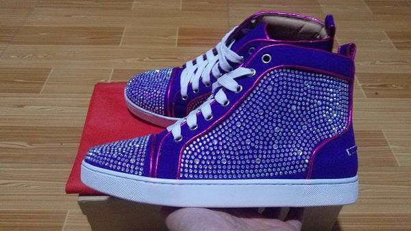 

red bottom sneaker rhinestone red bottoms casual shoes high luxury spring/autumn designer fashion paris flats rhine stone, Black