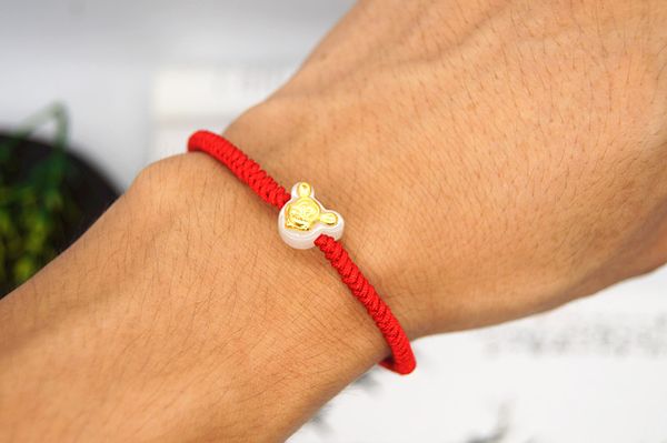 

gold embroidery mouse hand-knitted red king kong knot "lucky bracelet, Black