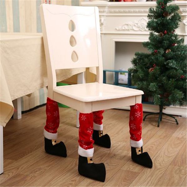 Decorazione creativa della gamba della sedia Coprigambe della sedia di Natale Decorazione della sedia Tavola di Natale Coprigambe per la cena della festa ouc2063