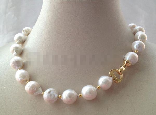 

p5958-17"13-17mm natural white baroque keshi reborn freshwater pearl necklace, Silver