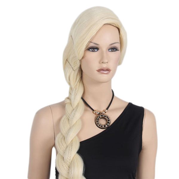 

long frozen cosplay braid curly braids wig synthetic hair wigs side bang beige wig for black women heat resistant