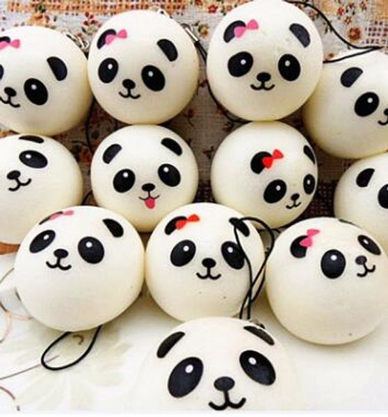 4 cm Panda Squishy Charms Pane Cellulare Chiave Borsa Ciondolo Squishes cordino