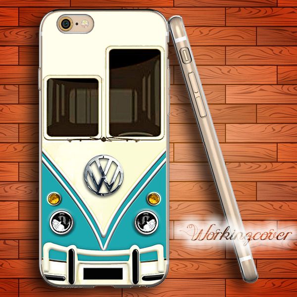 

coque blue mini bus soft clear tpu case for iphone 6 6s 7 plus 5s se 5 5c 4s 4 case silicone cover