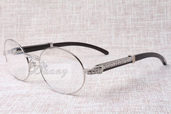 

2019 new retro high-quality fashion diamond black cattle horns optical glasses t7550178 for male and female, size: 57-22-135mm, Silver