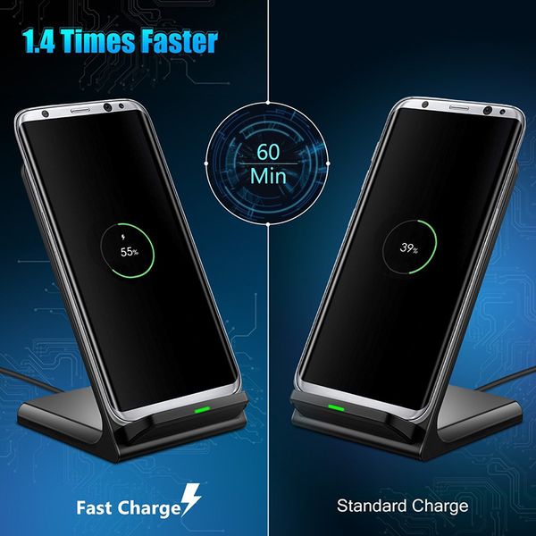 

2 Coils Wireless Charger Fast Qi Wireless Charging Stand Pad for Apple iPhone X 8 8Plus Samsung Note 8 S8 S7 all Smartphones fast ship
