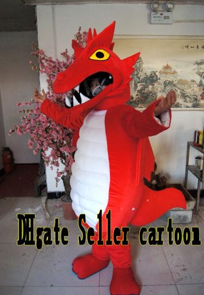 

sellers cartoon red dragon mascot costume, Red;yellow