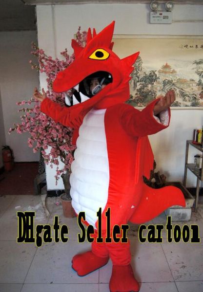 Costume della mascotte del drago rosso del fumetto dei venditori! spedizione gratuita !