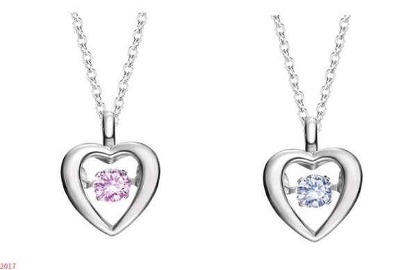 Romantico ed elegante ciondolo a forma di cuore in argento massiccio 925 con diamanti scintillanti, collana girocollo per fidanzata