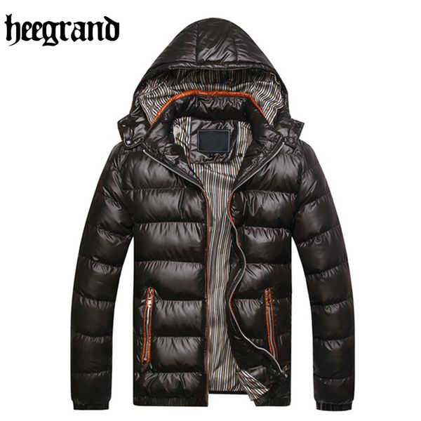 

wholesale- hee grand 2017 new fashion solid stripe winter parka jackets men windproof hooded warm overcoat mwm516, Black