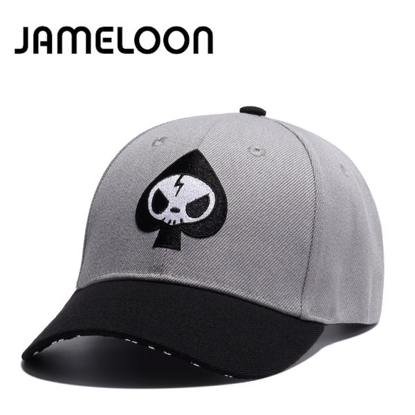 

[jameloon] fashion acrylic grey black baseball cap skull embroidery priniting peak casquette snapback hat for men women travel, Blue;gray