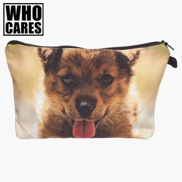 

wholesale- puppy 3d printing pencil case cosmetic bag 2017 fashion trousse de maquillage necessaire women trousse de toilette makeup bag