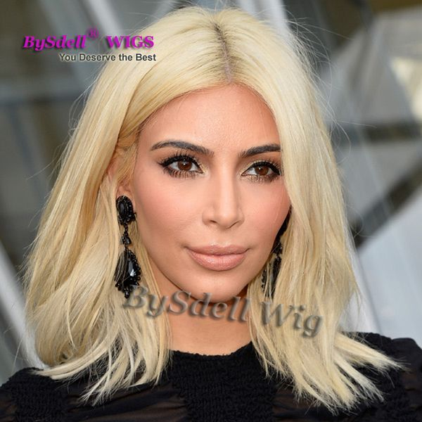 Hot Sale Celebrity Kim Kardashian Blonde Hairstyle Wig Synthetic