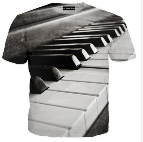 

fashion mens/womans the piano t-shirt summer style funny 3d print casual t-shirt plus size aa270, White;black
