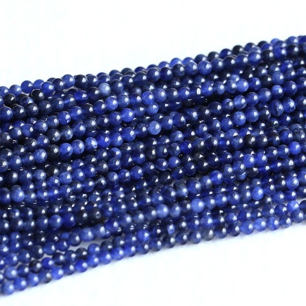 

natural genuine namibia transparent clear dark blue lace sodalite round small beads 3mm 15.5" 05238, Crystal