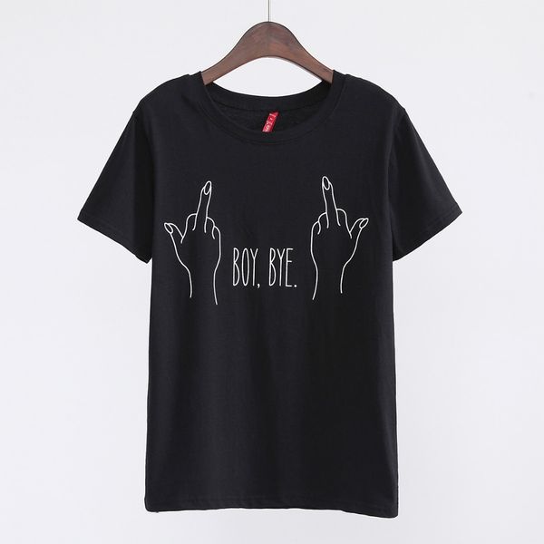 

2020 new fashion t shirt women boy bye letter printing t shirt women casual brand tee shirt femme woman clothing, White