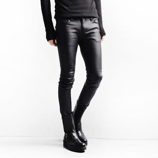 

wholesale-personalized men's japanese harajuku punk rock coat korean slim jeans pants m23, Blue