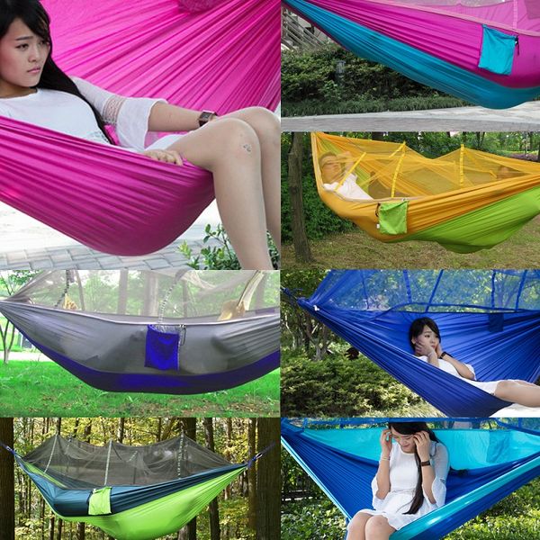 

wholesale- 2016 new arrival fashion handy hammock mosquito net hammock single person portable parachute camping hammock for outdoor