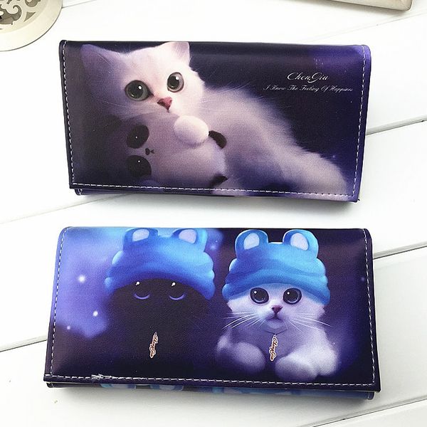

Blue Cat Print 3 D Effect Симпатичные Кошельки Кошельки Женские Кошельки Женские Смены Коше