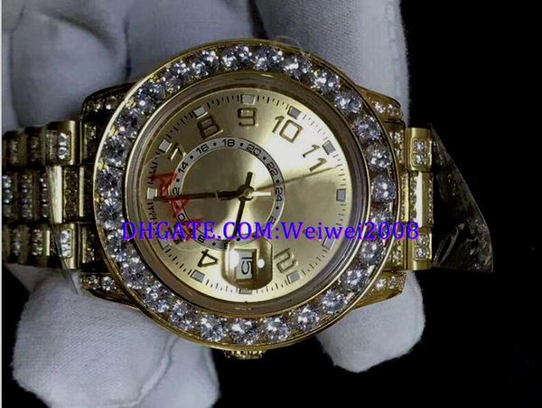 

christmas gift birthday present mens swiss watch 116688 big diamond bezel gold face automatic watch, Slivery;brown