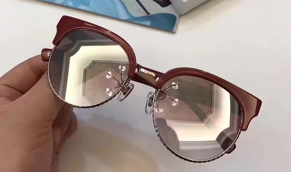 

women round 170/s lhf opal burgundy gray mirror metal sunglasses 54mm designer cat eye sunglass brand new with box, White;black