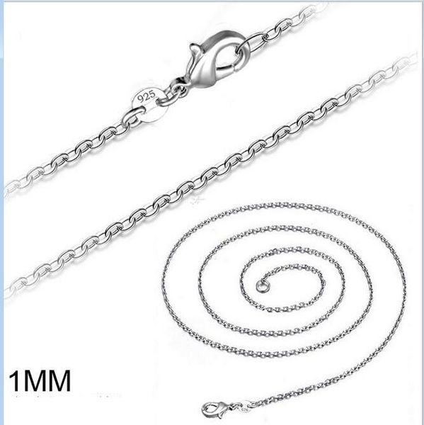 

1 мм стерлингового серебра 925 ссылка роло цепи ожерелье с застежками омар ожерелье ювелирные изделия для женщин 16 18 20 22 24 дюймов, Silver