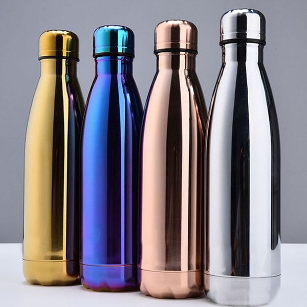 

new water cup insulation mug 500ml vacuum bottle sports 304 stainless steel cola bowling shape travel mugs 4 color dhl wx-c19