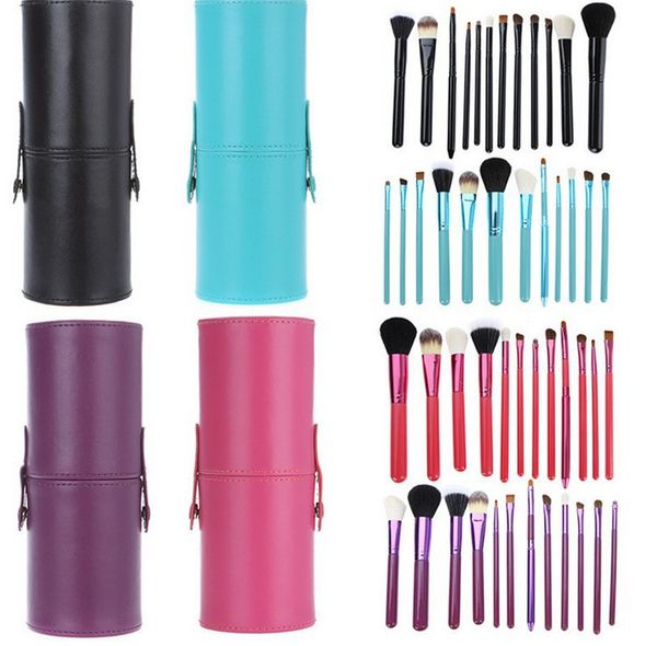 12 Peças Nake Eyes conjuntos de pincéis de maquiagem 4 Cores foudation make up brush tool kit frete grátis