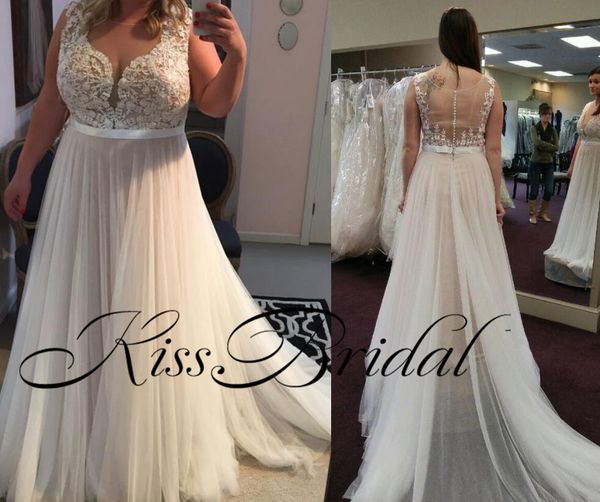 Discount Plus Size Lace Lace Wedding Dresses A Line Simple Cheap