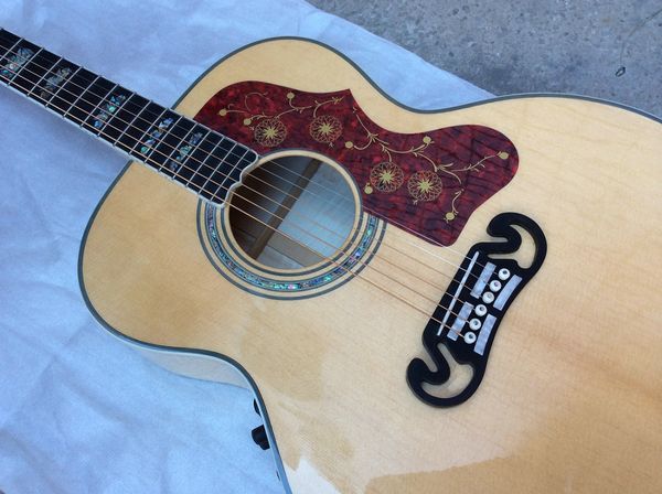 

new 2017 acoustic guitar sj200 ebony natural tiger flame guitar neck back side solid spruce side 43 inch acoustic guitar