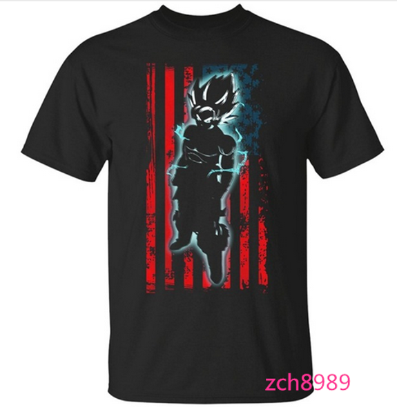 

новейшая мода мужская / женская супер saiyan гоку бог-флаг сша-дракон мяч летний стиль смешно унисекс 3d печати повседневная футболка s, White;black