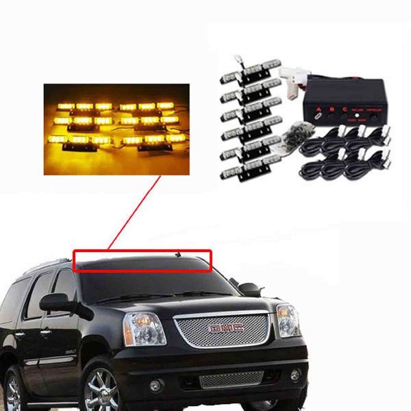 Aydınlatma Oto LED Işık Amber / Beyaz / Beyaz Amber 54 LED'ler Acil Araç Strobe Flaş Işıkları Ön Deck / Izgara veya Arka