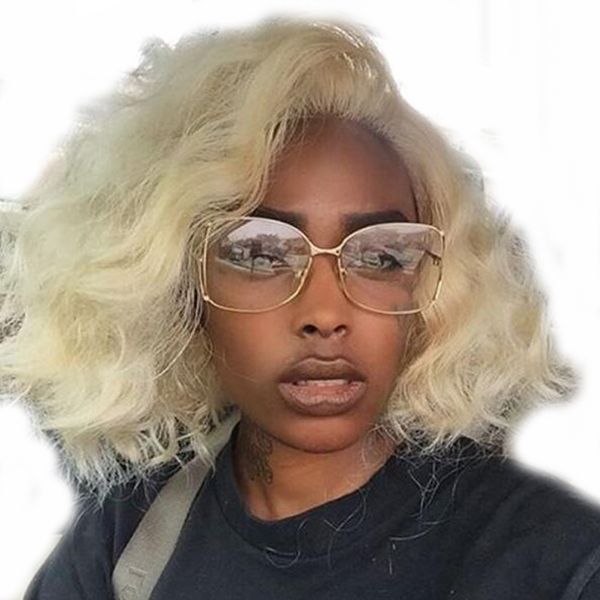 

blonde bob style wavy full lace human hair wigs blonde wig lace front human hair wigs, Black;brown