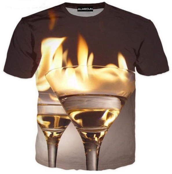 

new fashion mens/womens collected wine glass funny t-shirt summer style funny 3d print casual t-shirt s---5xl aa407, White;black