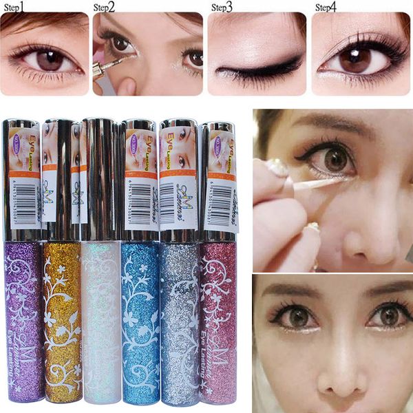 

wholesale- delineadores de ojos en gel color pencils eye liner makeup waterproof shining white glitter colorful eyeliner liquid makeup