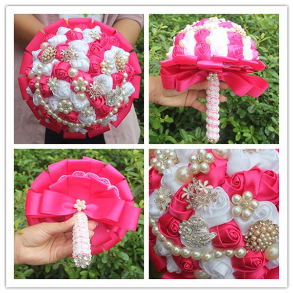 Blanc Noir En Mousse Rose Mariage Strass Flower Girl Bouquet