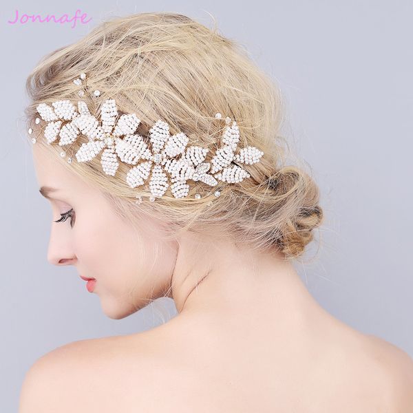 

beijia Beaded Pearls Hair Jewelry Gold Wedding Comb Hair Accessories Fashion Bridal Headpiece Women Hairpiece Handmade