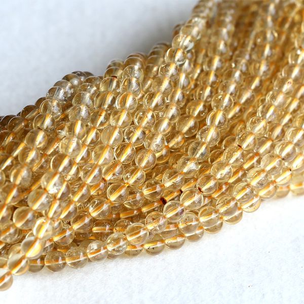 

natural genuine clear yellow scapolite small round loose beads 15.5" 05179, Black