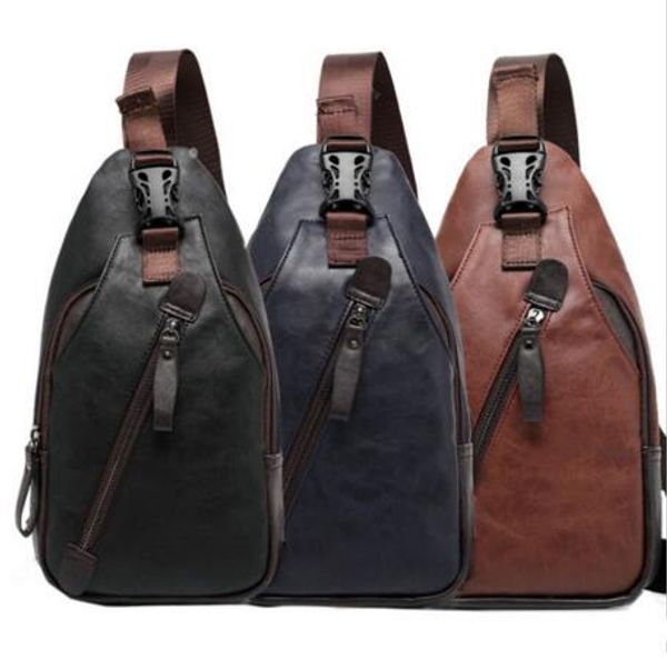 

men pu leather travel cross body messenger shoulder fahion casual sling pack chest bag