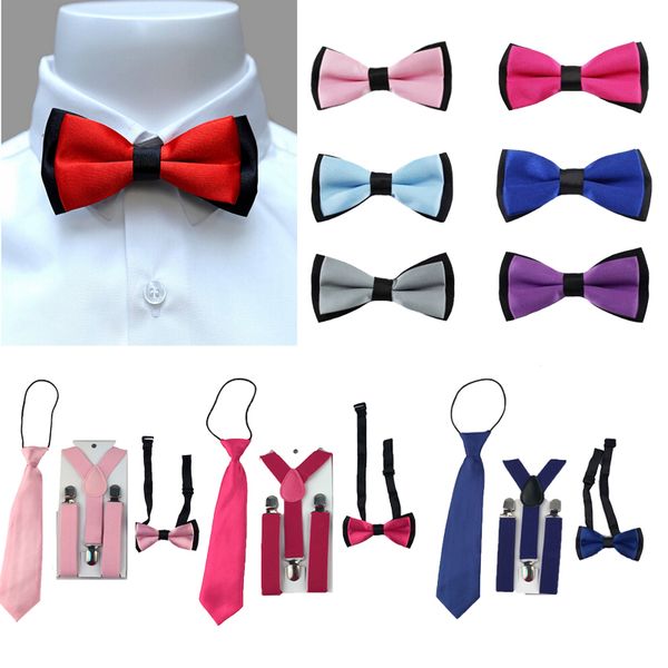 

wholesale-3pcs children boys toddlers kids suspenders adjustable y-back braces butterfly bowtie wedding party ties 1-8 year yhhtr0009, Black;white